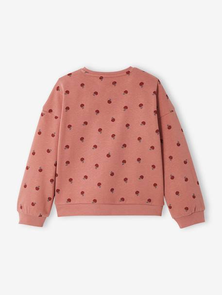 Sweatshirt with Fancy Motifs for Girls BROWN LIGHT ALL OVER PRINTED+PINK MEDIUM ALL OVER PRINTED - vertbaudet enfant 