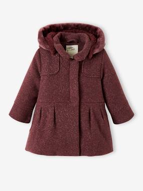 Manteau à capuche en drap de laine fille  - vertbaudet enfant