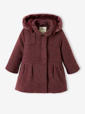 Manteau à capuche fille drap de laine   - vertbaudet enfant