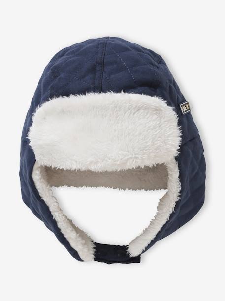 Quilted Chapka Hat with Sherpa Lining for Boys BLUE DARK TWO COLOR/MULTICOL - vertbaudet enfant 