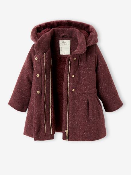 Manteau à capuche fille drap de laine MARINE GRISE+VIOLINE - vertbaudet enfant 