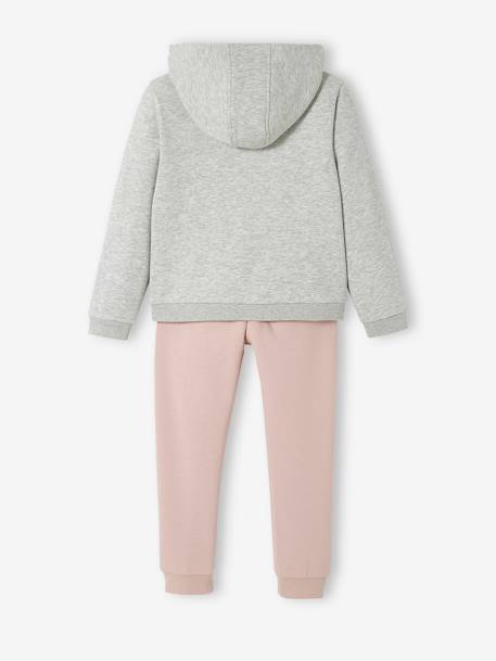 Hooded Sweatshirt & Joggers in Fleece, for Girls PINK LIGHT SOLID WITH DESIGN - vertbaudet enfant 