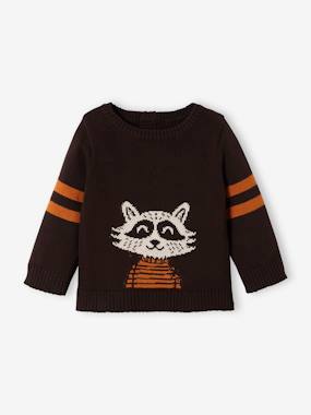 -Knitted Raccoon Jumper for Babies