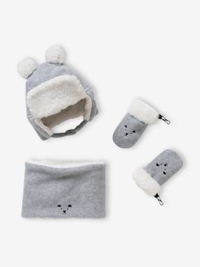 Bear Chapka Hat + Snood + Mittens Set for Babies  - vertbaudet enfant