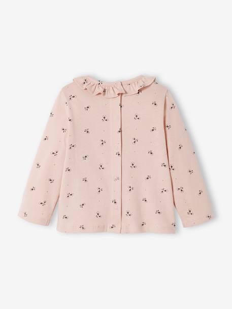 Top with Frill on the Neckline, for Baby Girls PINK MEDIUM ALL OVER PRINTED+White/Print - vertbaudet enfant 