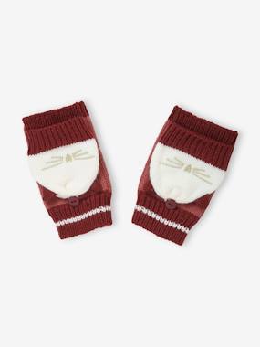 Knitted Gloves/Mittens, Embroidered Cat, for Girls  - vertbaudet enfant