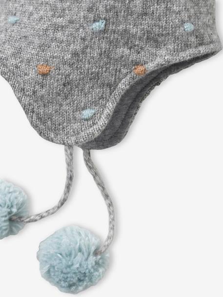 Chullo-Type Beanie, Dots in Relief, for Girls GREY LIGHT MIXED COLOR - vertbaudet enfant 