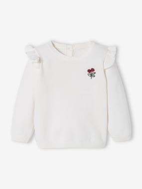Baby-Jumpers, Cardigans & Sweaters-Top with Ruffles, Cherries with Pompoms, for Babies