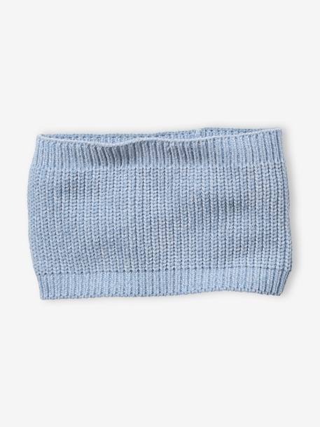 Knitted Beanie + Snood + Gloves Set for Girls BLUE LIGHT MIXED COLOR - vertbaudet enfant 