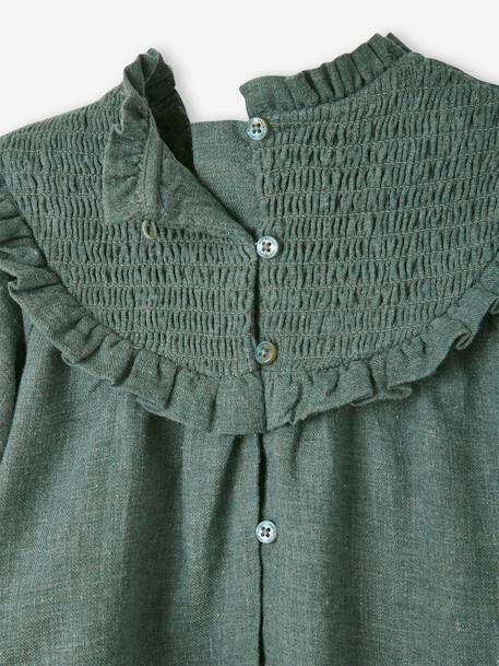 Smocked Blouse with Matching Headband GREEN DARK GREYED - vertbaudet enfant 