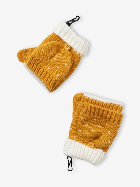 Ensemble bonnet + snood + gants maille jacquard dorée jaune imprimé - vertbaudet enfant 