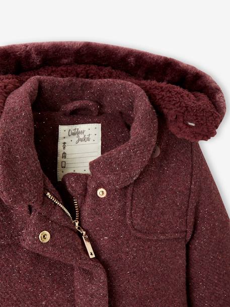 Manteau à capuche fille drap de laine MARINE GRISE+VIOLINE - vertbaudet enfant 