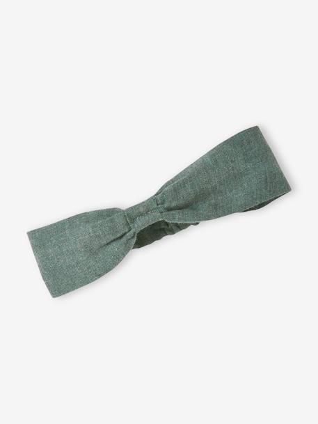 Smocked Blouse with Matching Headband GREEN DARK GREYED - vertbaudet enfant 