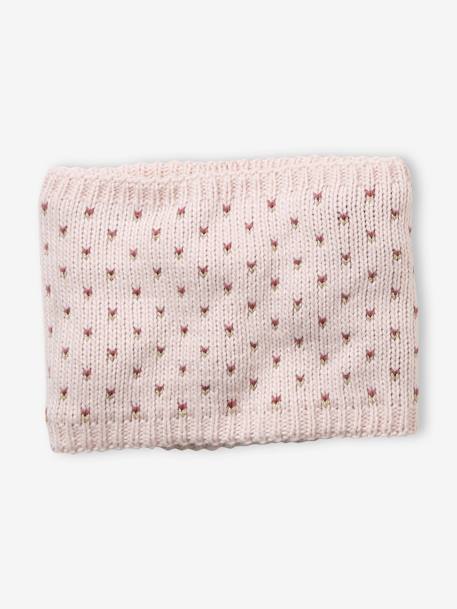 Beanie + Snood + Gloves with Hearts Set for Girls PINK LIGHT SOLID WITH DESIGN - vertbaudet enfant 