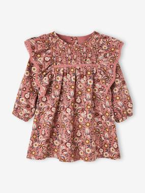 -Floral Dress with Smocking, for Babies