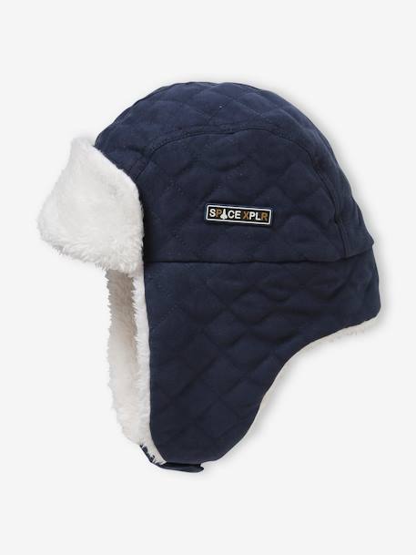 Quilted Chapka Hat with Sherpa Lining for Boys BLUE DARK TWO COLOR/MULTICOL - vertbaudet enfant 