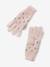 Beanie + Snood + Gloves with Hearts Set for Girls PINK LIGHT SOLID WITH DESIGN - vertbaudet enfant 