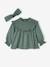 Smocked Blouse with Matching Headband GREEN DARK GREYED - vertbaudet enfant 