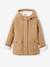 Manteau à capuche fille drap de laine doublé sherpa bordeaux+chamois+vert foncé - vertbaudet enfant 