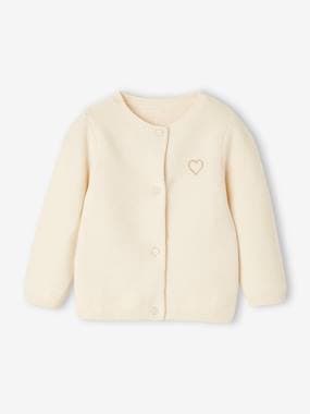 Cardigan with Golden Embroidered Heart, for Babies  - vertbaudet enfant