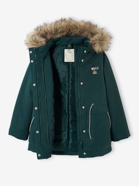 Parka fille 3 en 1 hiver à capuche DARK GREEN+kaki+PURPLE DARK+vert de gris - vertbaudet enfant 