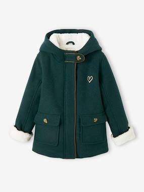 Manteau à capuche fille drap de laine doublé sherpa  - vertbaudet enfant