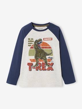 -Top with Graphic Motif & Raglan Sleeves for Boys