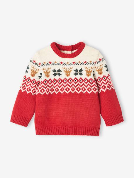 Christmas Jumper with Print for Babies, Family Capsule Collection red - vertbaudet enfant 