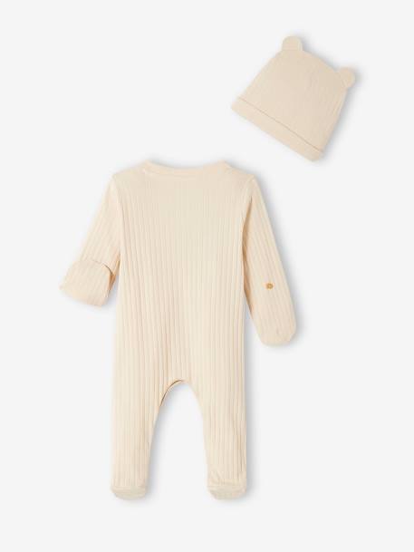Rib Knit Jumpsuit & Beanie for Babies BEIGE LIGHT SOLID - vertbaudet enfant 