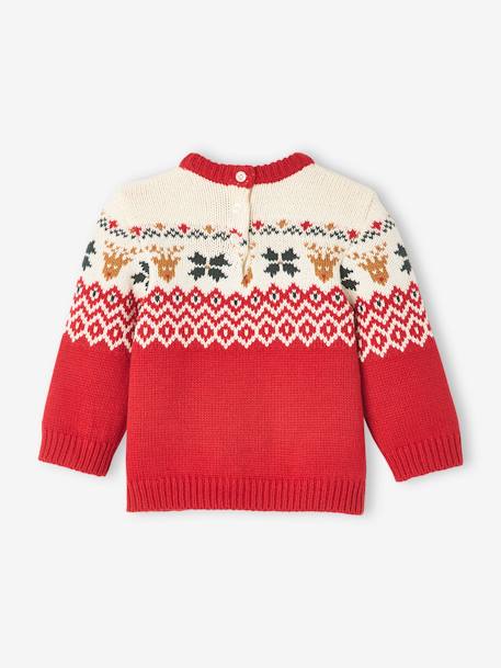 Christmas Jumper with Print for Babies, Family Capsule Collection fir green+red - vertbaudet enfant 