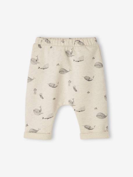 Trousers in Cotton Fleece, for Newborn Babies 6316+BEIGE LIGHT ALL OVER PRINTED+camel+rose - vertbaudet enfant 