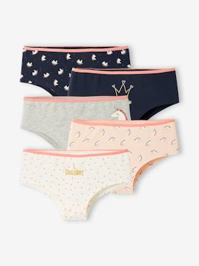 Girls-Underwear-Pack of 5 Unicorn Shorties for Girls