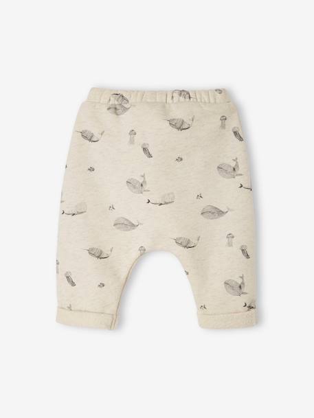 Trousers in Cotton Fleece, for Newborn Babies 6316+BEIGE LIGHT ALL OVER PRINTED+camel+rose - vertbaudet enfant 