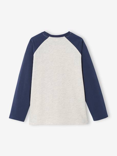 T-shirt motif graphique garçon manches raglan BLEU+gris chiné - vertbaudet enfant 