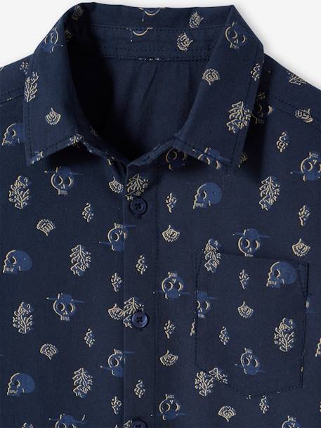 Shirt with Gypsy Motifs for Boys BLUE DARK ALL OVER PRINTED - vertbaudet enfant 