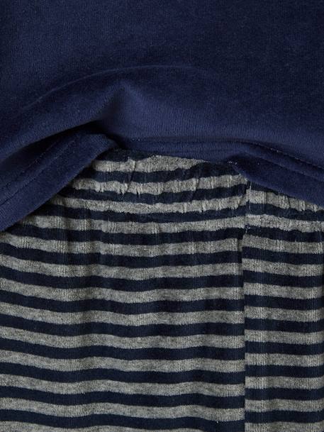 Pack of 2 'Nature' Pyjamas in Velour for Boys BLUE DARK SOLID WITH DESIGN - vertbaudet enfant 