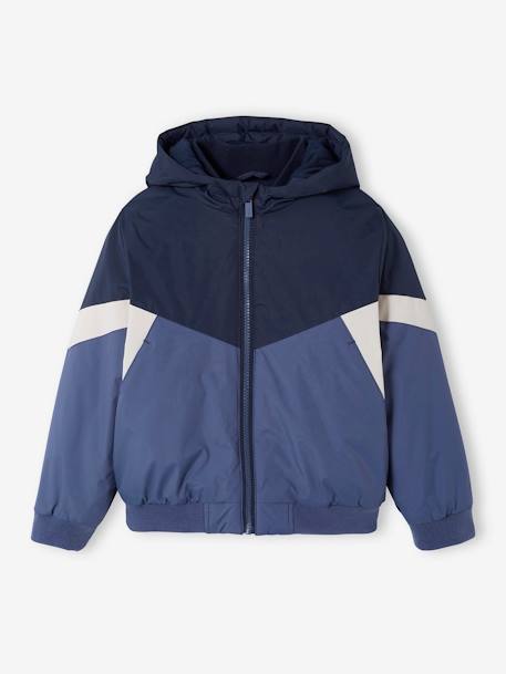 Colourblock Jacket for Boys - blue dark solid with design, Boys