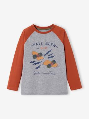 -Top with Graphic Motif & Raglan Sleeves for Boys