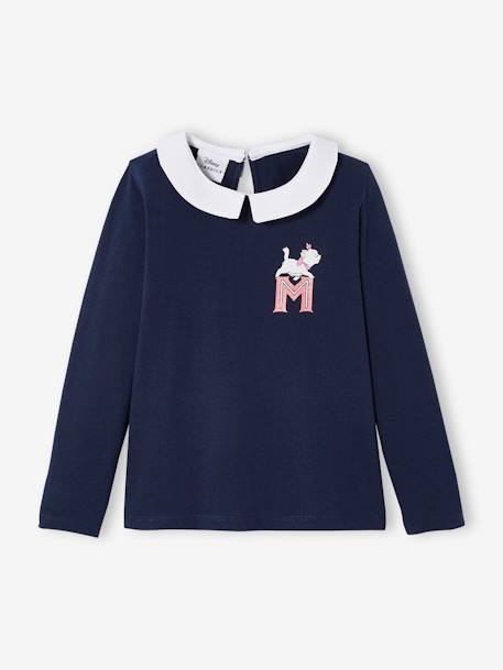 Long Sleeve Top with Marie of The Aristocats by Disney®, for Girls BLUE DARK SOLID WITH DESIGN - vertbaudet enfant 