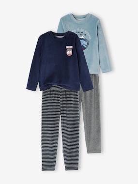Lot de 2 pyjamas "nature" en velours garçon BASICS  - vertbaudet enfant