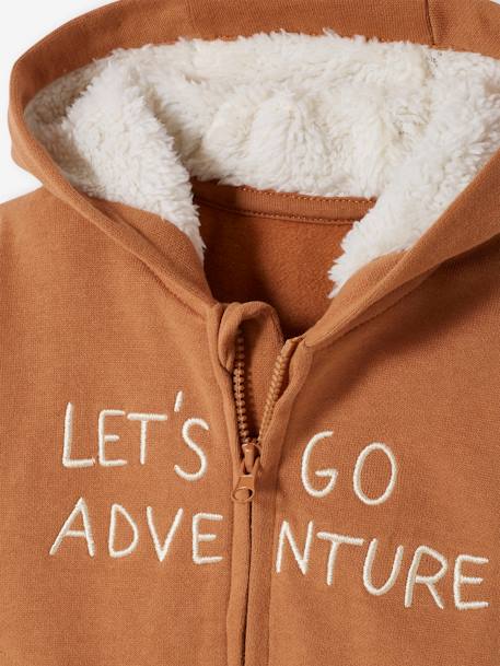 Hooded Jacket with Zip, Lined in Faux Fur, for Babies  - vertbaudet enfant 