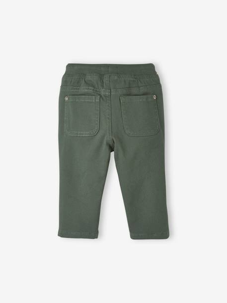 Lined Twill Trousers for Baby Boys BROWN MEDIUM SOLID+Dark Blue+GREEN MEDIUM SOLID+rose beige - vertbaudet enfant 