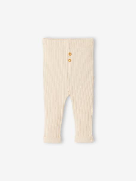 Rib Knit Top & Trouser Combo for Babies BEIGE LIGHT SOLID - vertbaudet enfant 