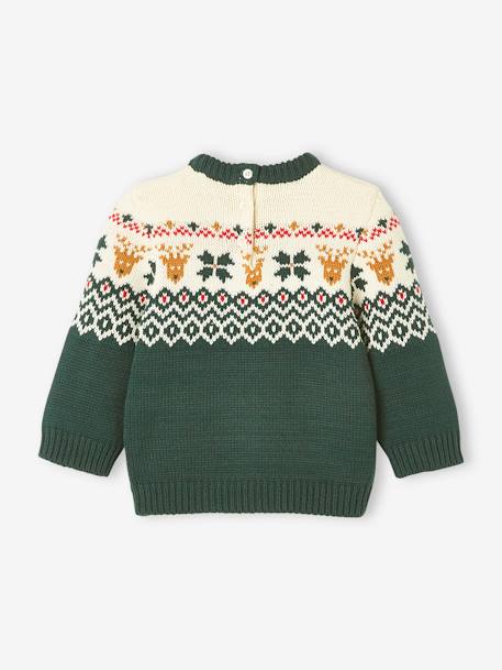 Christmas Jumper with Print for Babies, Family Capsule Collection fir green+red - vertbaudet enfant 