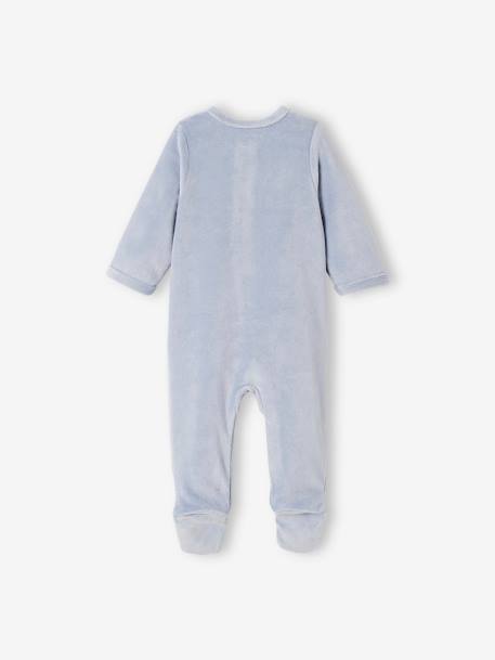 Pack of 2 'Bears' Velour Sleepsuits for Baby Boys BLUE MEDIUM TWO COLOR/MULTICOL+BROWN MEDIUM 2 COLOR/MULTICOL - vertbaudet enfant 