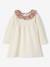 Robe en tricot bébé col en tissu fleuri ivoire - vertbaudet enfant 