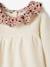 Robe en tricot bébé col en tissu fleuri ivoire - vertbaudet enfant 