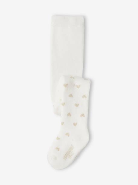Tights with Hearts for Baby Girls ecru - vertbaudet enfant 