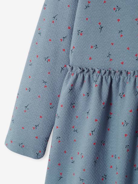 Printed Dress in Jersey Knit in Relief, for Girls Beige/Print+BLUE LIGHT GREYED+GREEN DARK ALL OVER PRINTED - vertbaudet enfant 