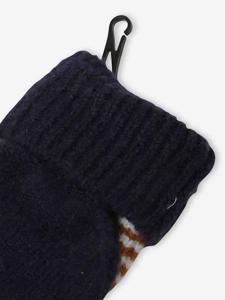 Striped Beanie + Snood + Gloves Set for Boys BLUE DARK TWO COLOR/MULTICOL - vertbaudet enfant 